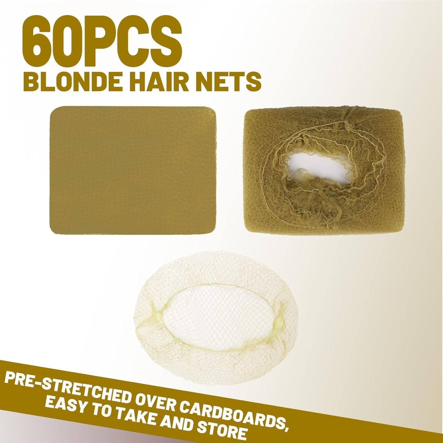 Blonde Hair Nets, 24” Invisible Nylon Hair Nets for Women and Men, Hair Net f…