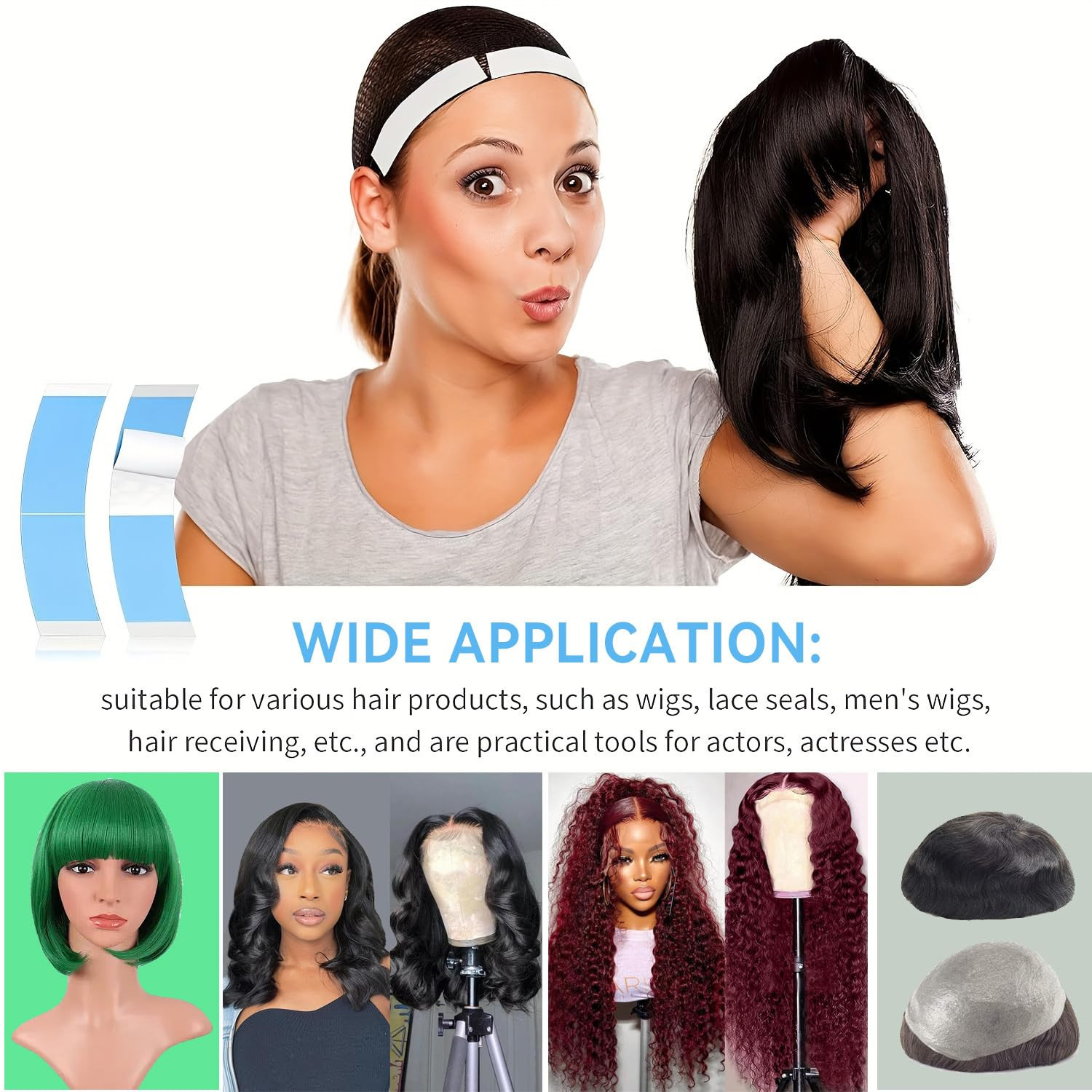 60Pcs Wig Tape Double Sided Ultra Hold Waterproof Lace Tape for Wigs-Strong Hold