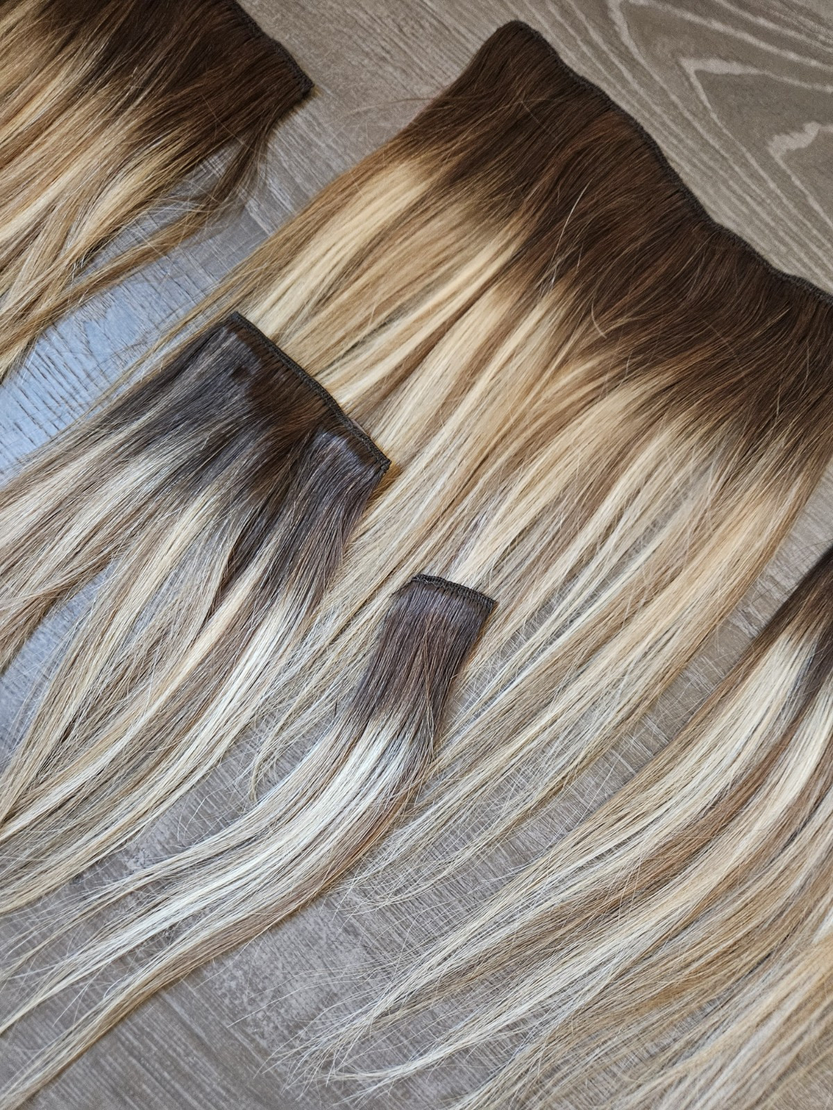 5 NEW HUMAN HAIR MIX BLONDE OMBRE CLIP IN HAIR EXTENSIONS New