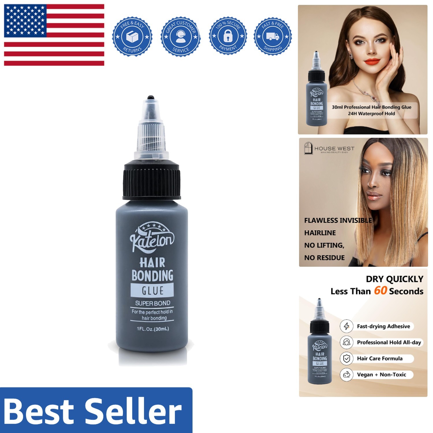 Multi-Purpose Hair Bonding Glue 1oz – Precision Nozzle for Easy Application