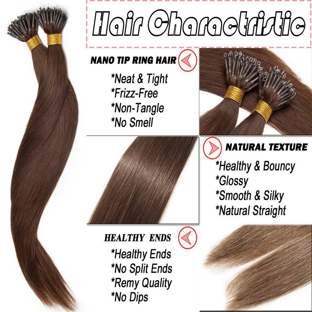1G THICK Nano Ring 100% Remy Human Hair Extensions Nano Bead Microlink Highlight