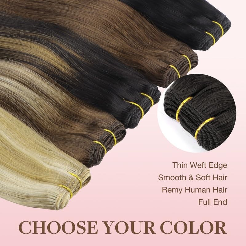Sew in Hair Extensions Real Human Hair Double Weft Weaves Remy Hair Thick16-28in