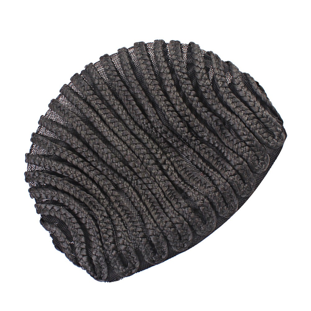 2Pcs Cornrow Wig Cap Black Elastic with Side Combs Comfortable for Sew-in Wigs