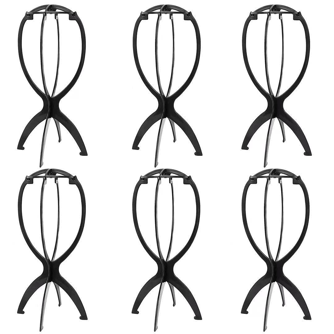 6 Pack Short Wig Stand Portable Wig Holder for Multiple Wigs and Hats, 14.2 Inch