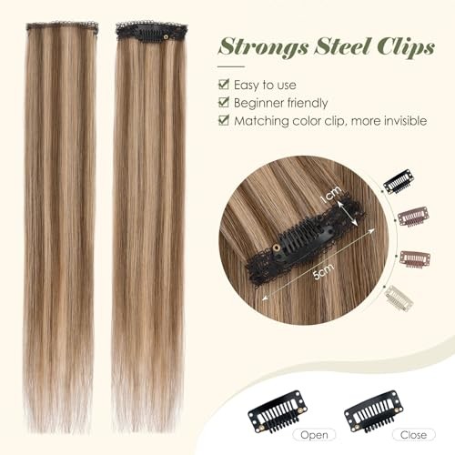 6PCS 6 Clips In Human Hair Extensions 10 Inch Medium Brown&Dark Blonde #4P27