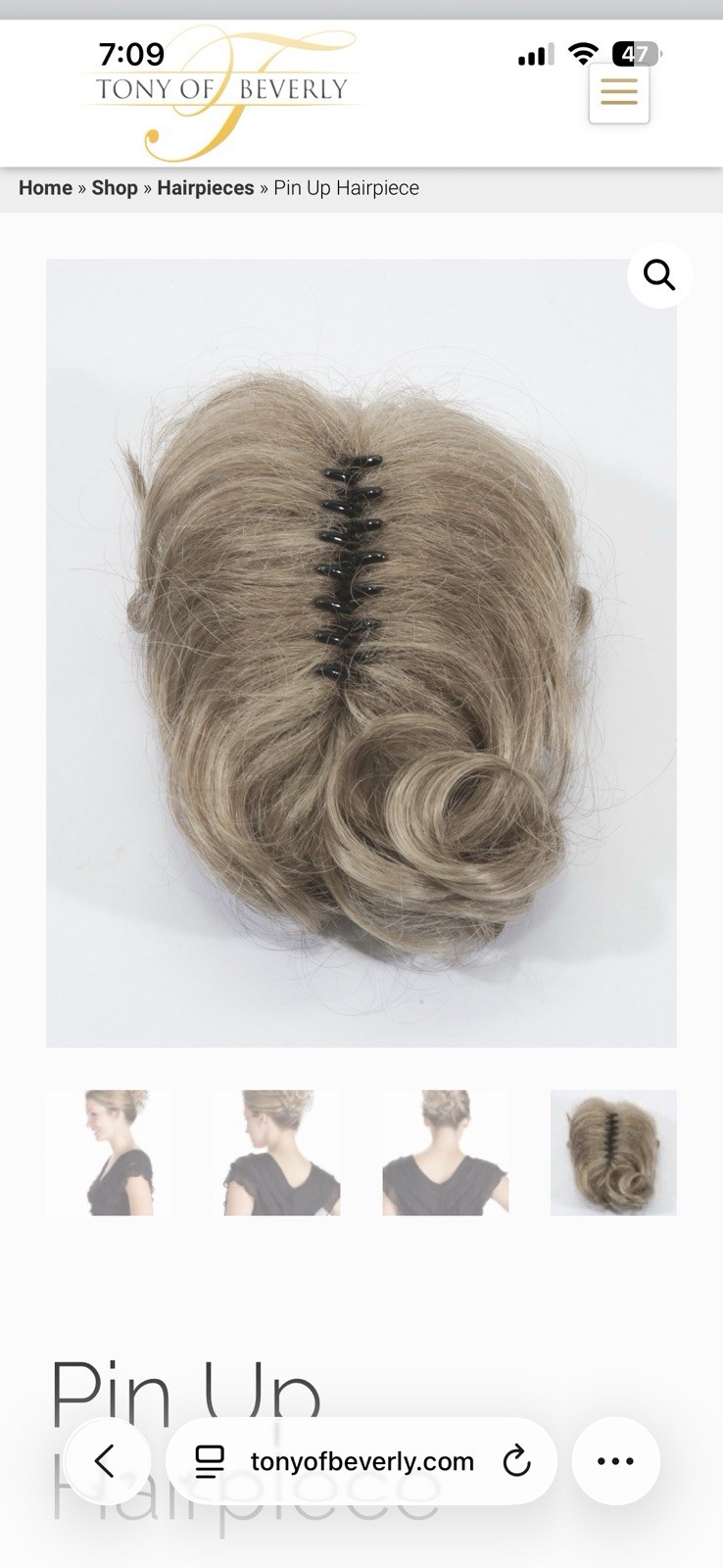Tony Of Beverly Snappy Clip 5″ Pin Up Hair Piece Clip in Color: 4 Dark Brown NIB