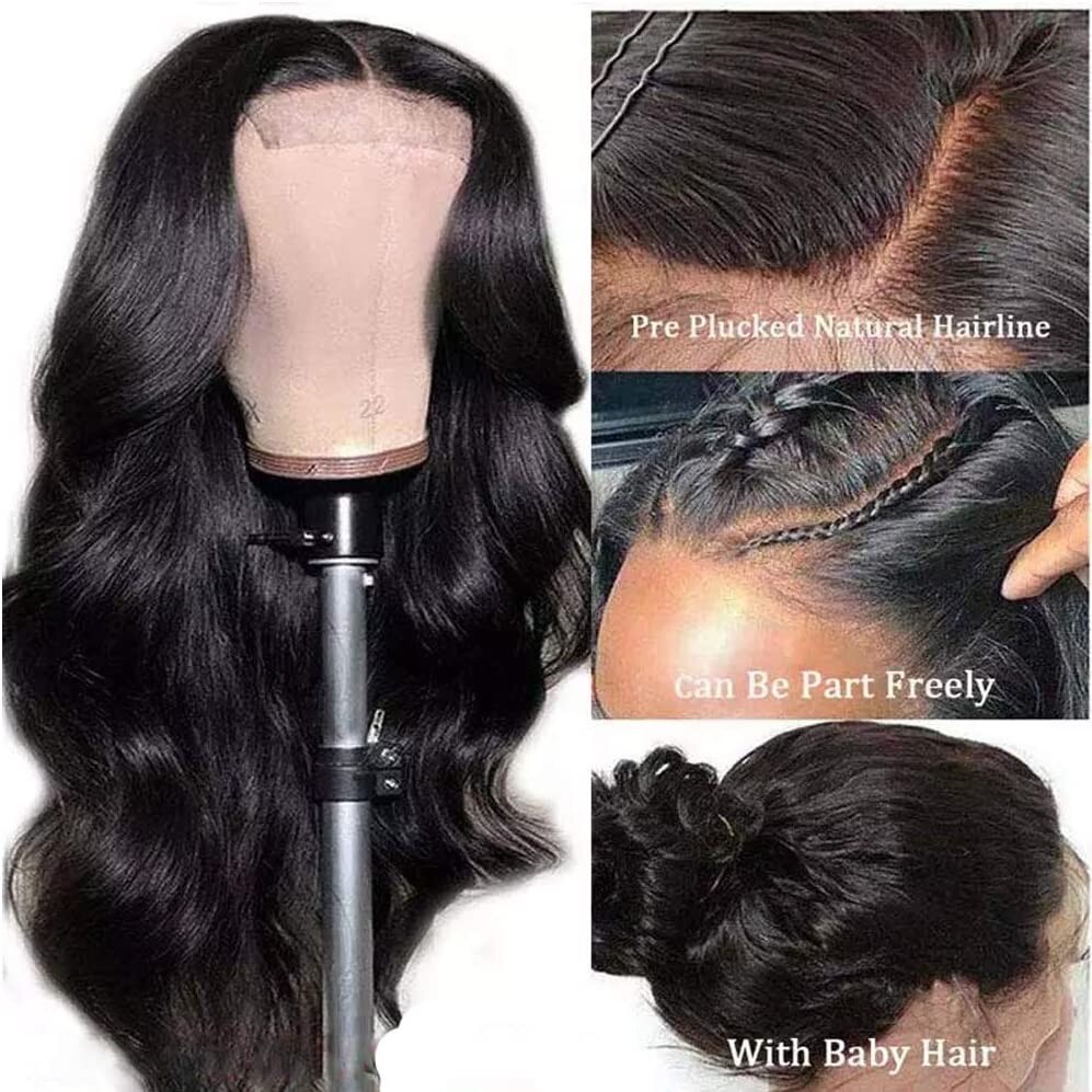 Body Wave Lace Front Wigs Human Hair Pre Plucked Bleached Knots, 150 Density