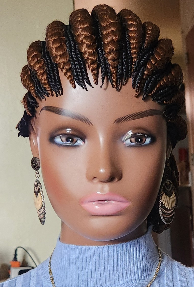 handmade braided cornrows wig pony Elephant Dark brown/1B