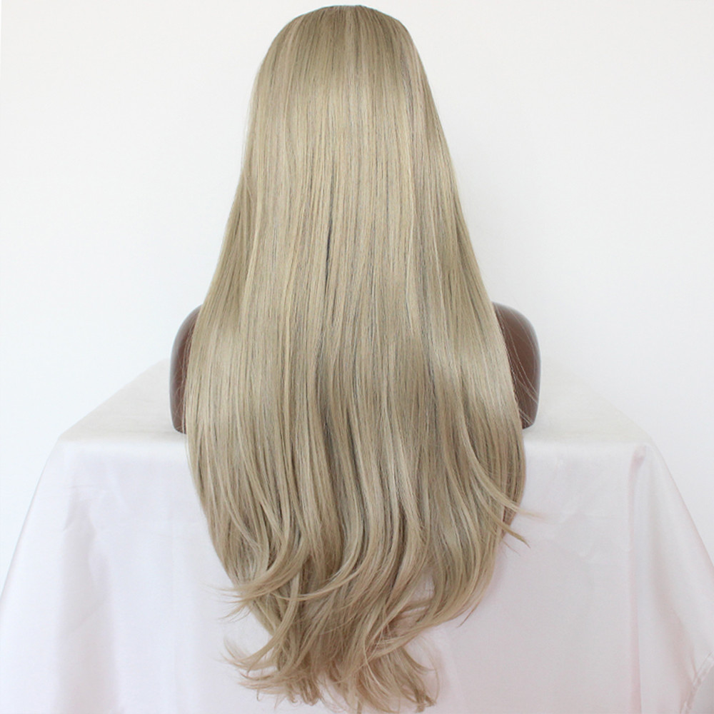 Brown And Blonde Ombre Synthetic Lace Front Wig Heat Resistant Natural Straight