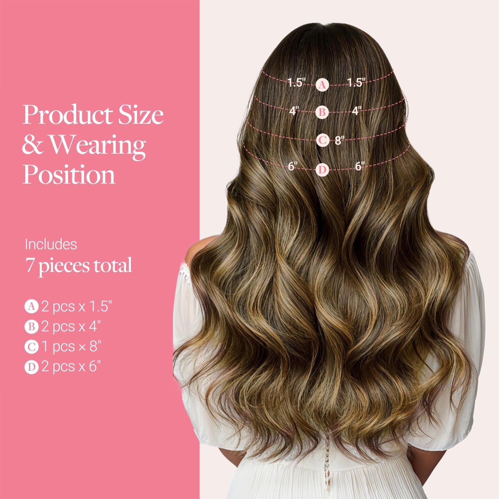18″ Seamless Clip-in Hair Extensions, 120g, 7pcs, Virgin Human Hair, Dark Brown