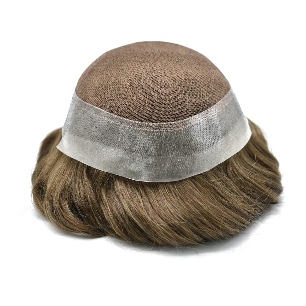 French Lace Poly Around Skin HairpieceMens Toupee Human Hair Replacement System
