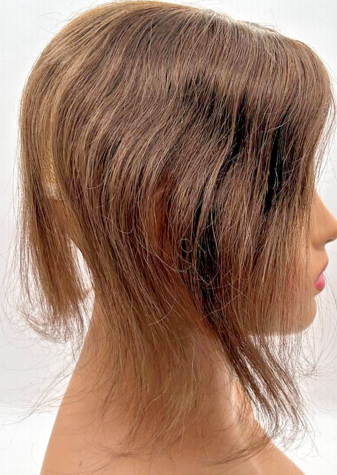 Benehair 12in Straight Human Hair Dark Brown Topper 9 * 12CM Silk Base