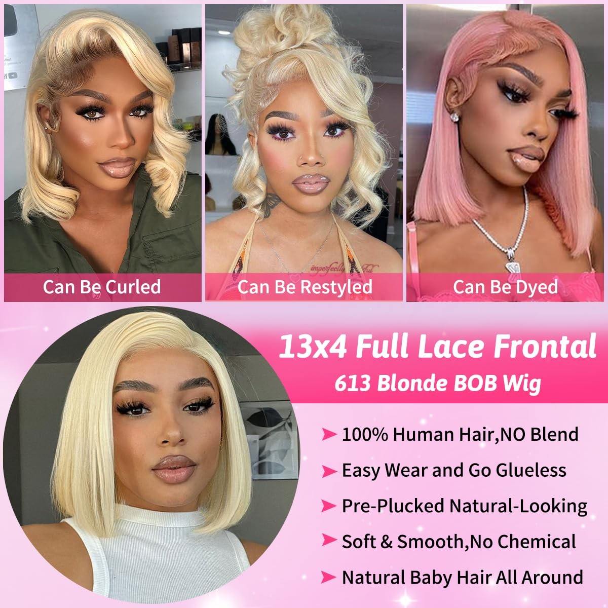 Lakastatr 10 Inch Blonde Bob Wig Human Hair 200 Density 613 Bob Wig Human Hair