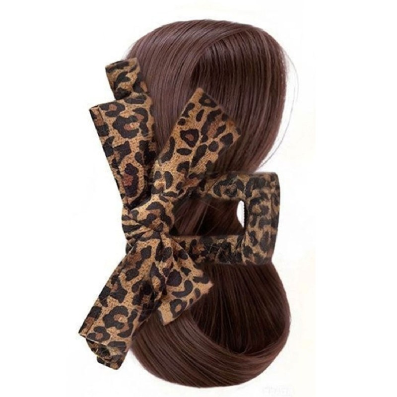Fashion Animal Print Bowknot Claws Clip On Bun Extension for Quick Hair Change