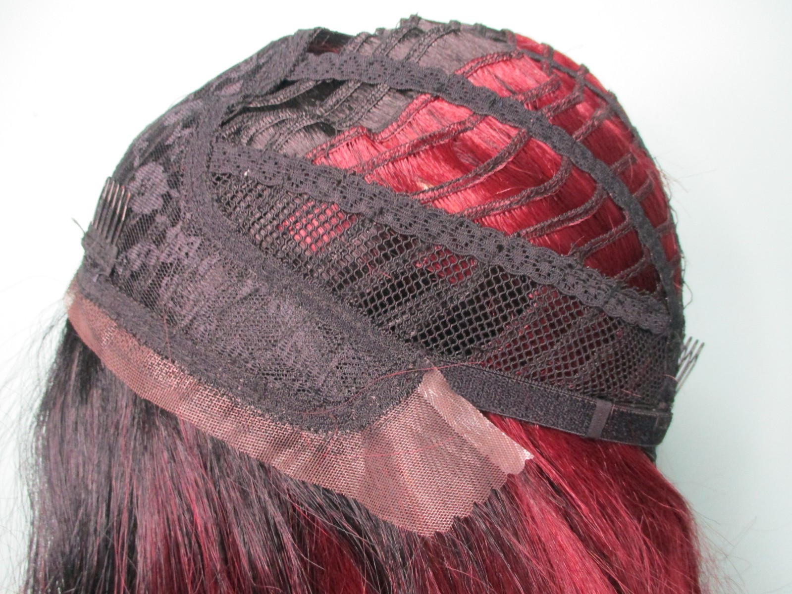 14″ burgundy red and black ombre LACE FRONT blunt cut lob WIG by RILAH – Futura