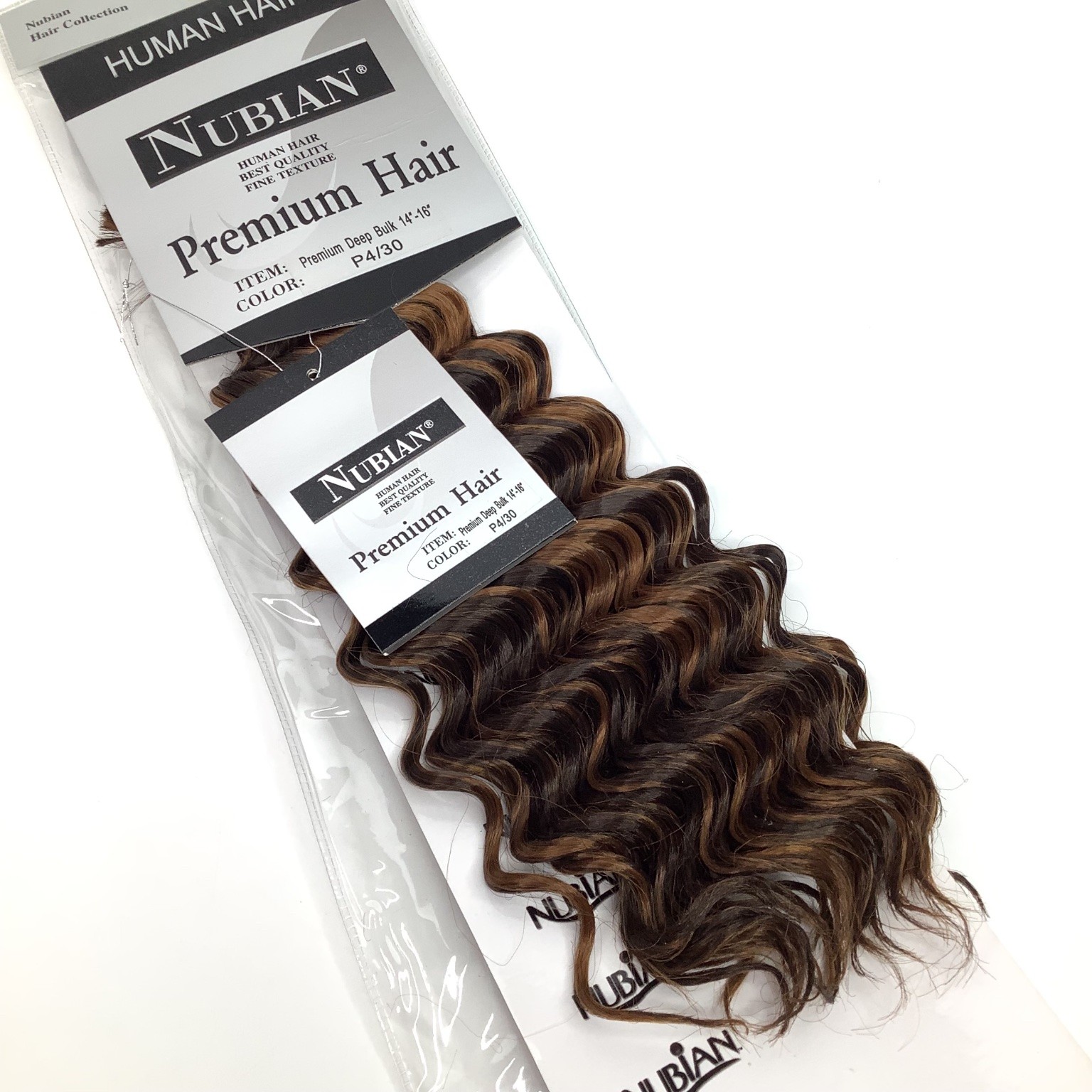 NUBIAN Premium Deep Bulk Human Hair Extension P4/30 14″-16″ Wavy