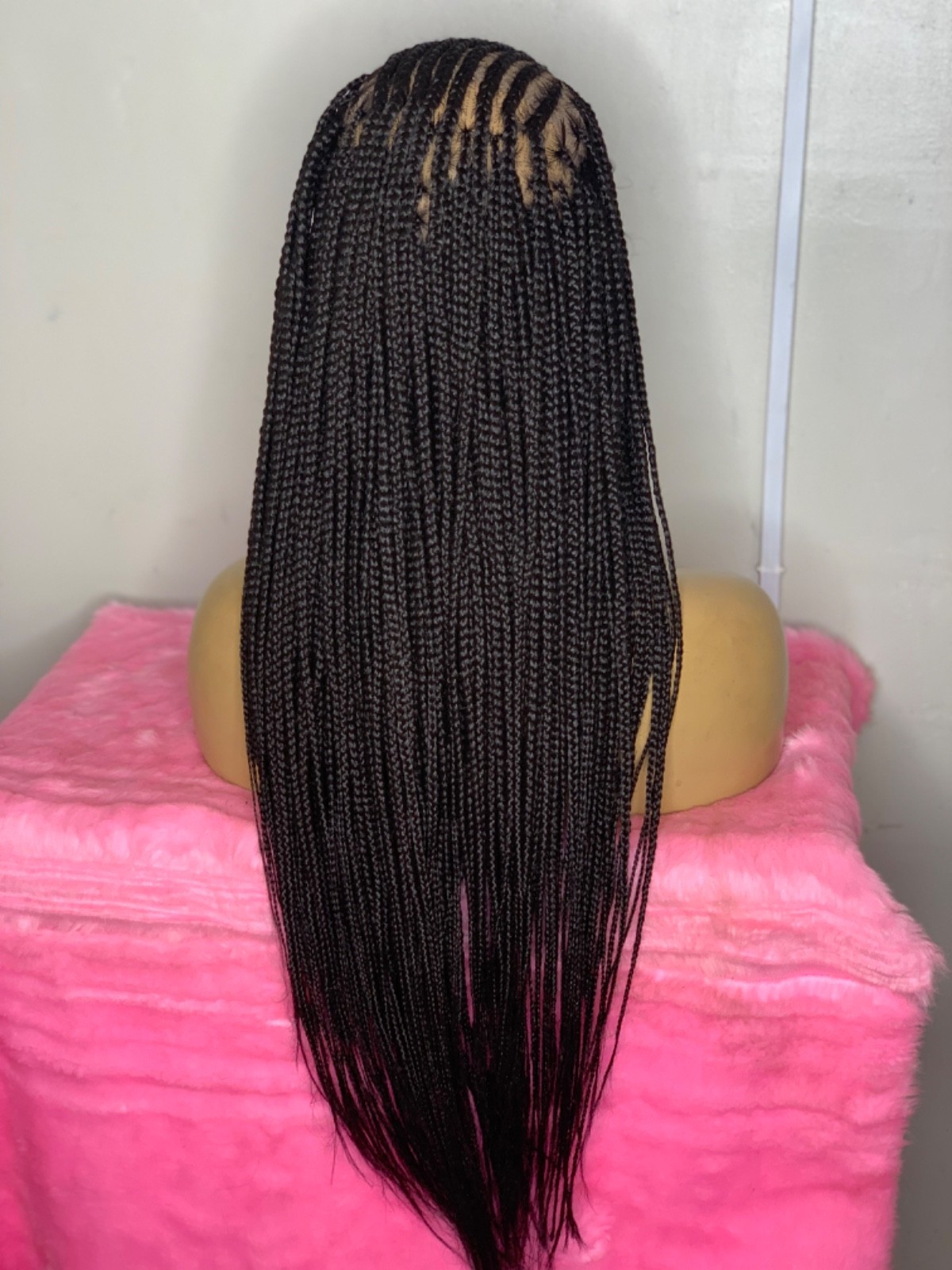Preorder full lace braided wig, cornrows braids, flip over Fulani, long length