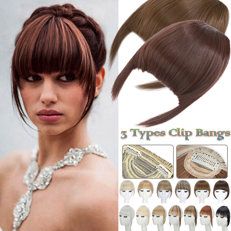 100% Natural as Human Hair Bangs Front Hairpiece Clip In Fringe Extensions Thick