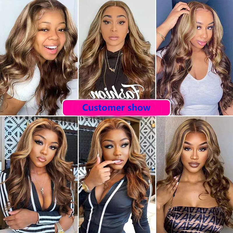 13*4 Lace Front Wig Brazilian 100% Human Hair P4/27 Silky Straight Body Wave