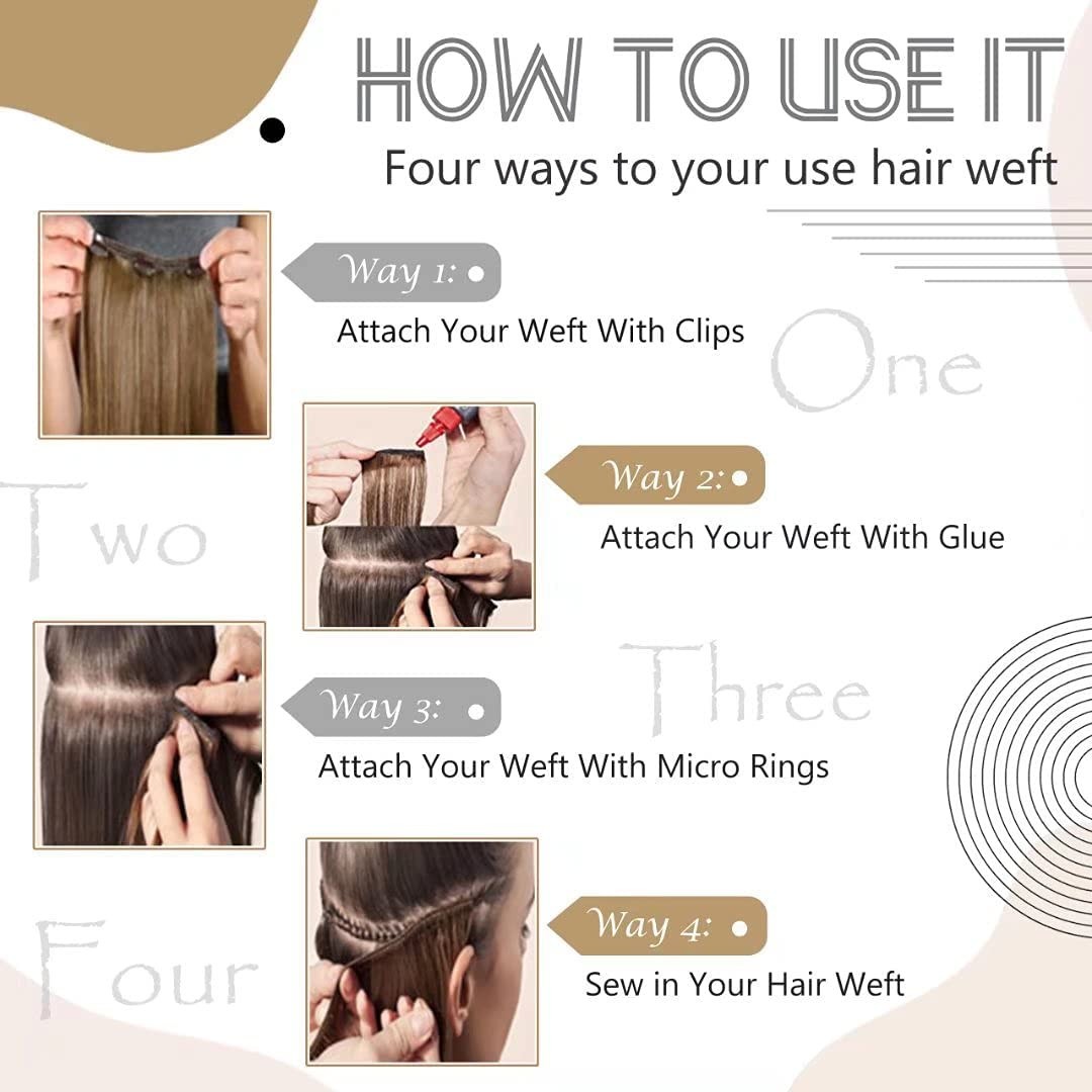 Sew in Weft Human Hair Extensions Premium Russian Remy Hair Weaves Fashion Color