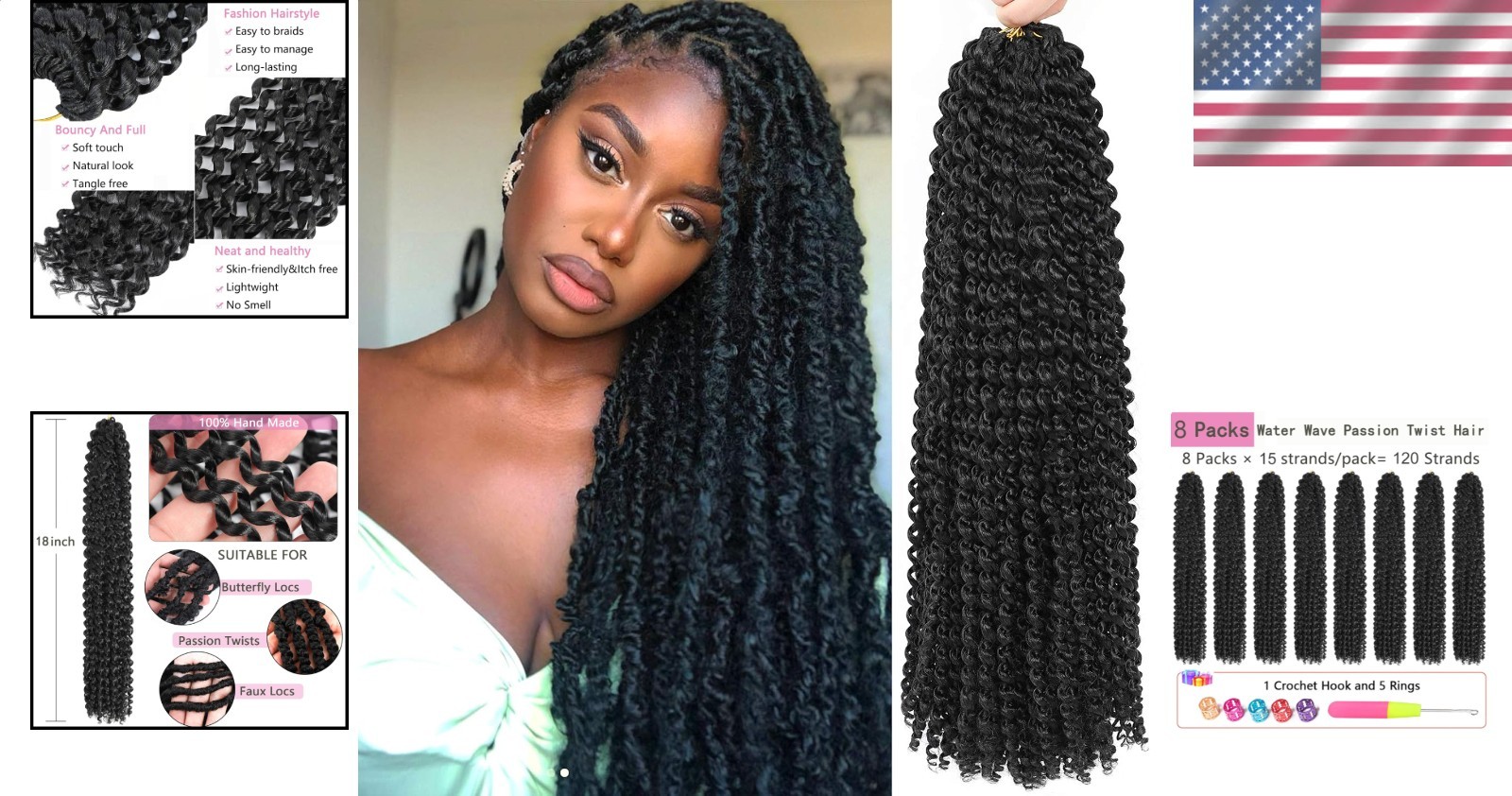 Bohemian Spring Twist Hair 18 Inch Synthetic Water Wave Crochet