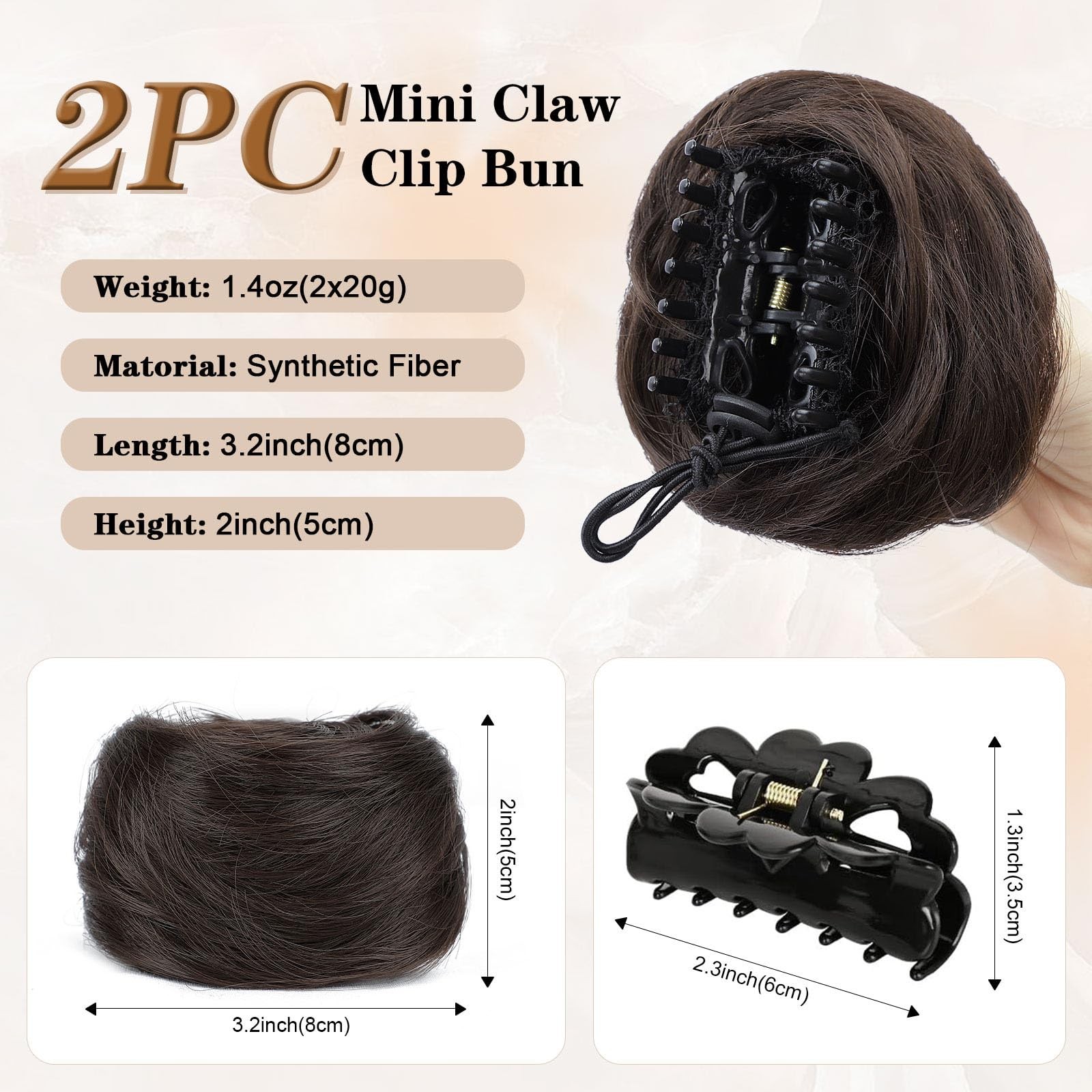 Space Buns Hair Pieces 2PCS Claw Clip in Hair Bun Mini Bun Hair Scrunchies Ex…