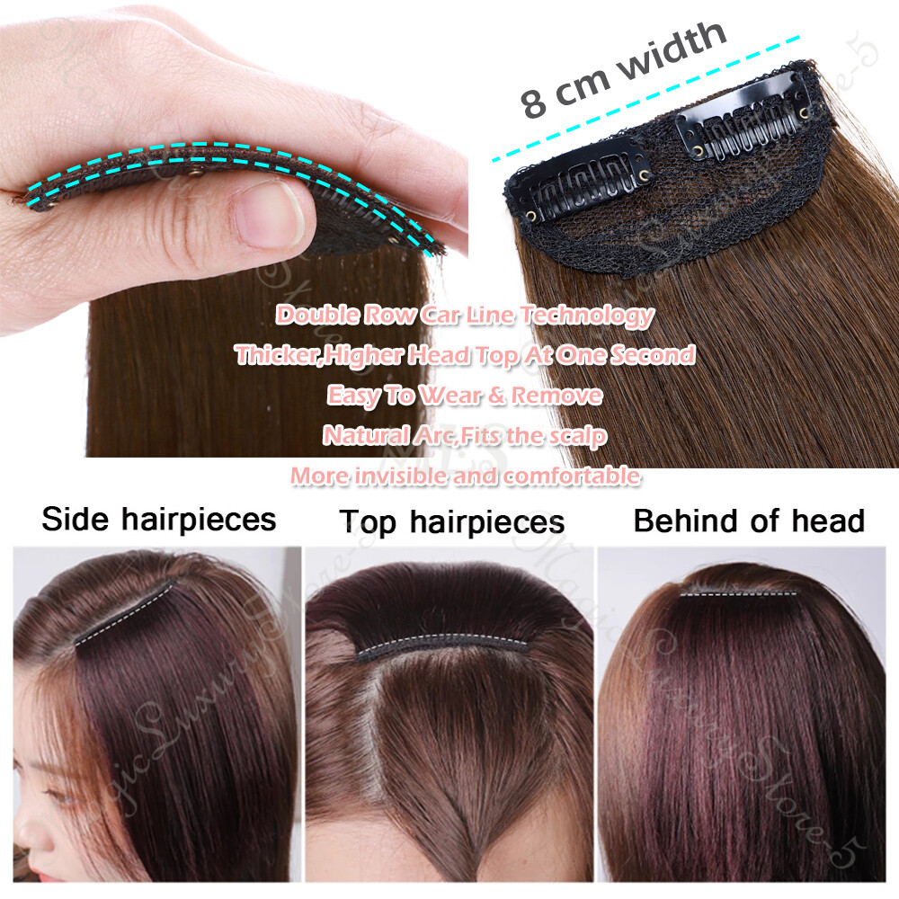 100% Human Hair Top Hair Pad Extensions Thickened Hair Root Clip In Top Pieces