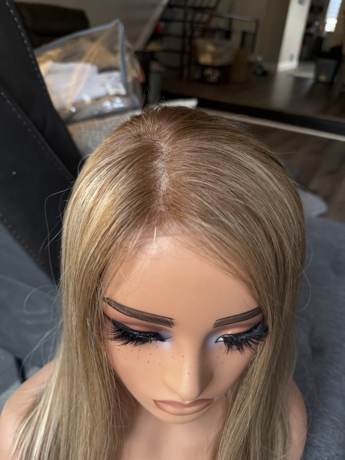 human hair lace Top European Hand tied Wig 18 Inches Size Small