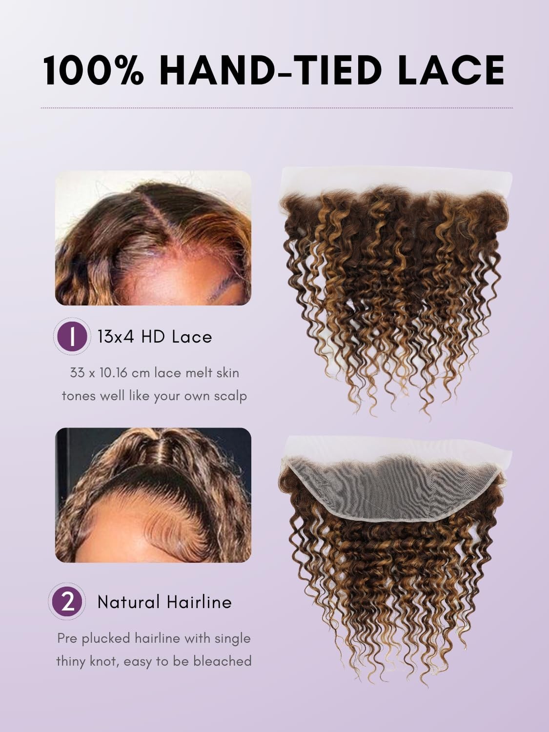 12A Honey Blonde Deep Wave Bundles with 13×4 Lace Frontal Closure – 3 Virgin Hai