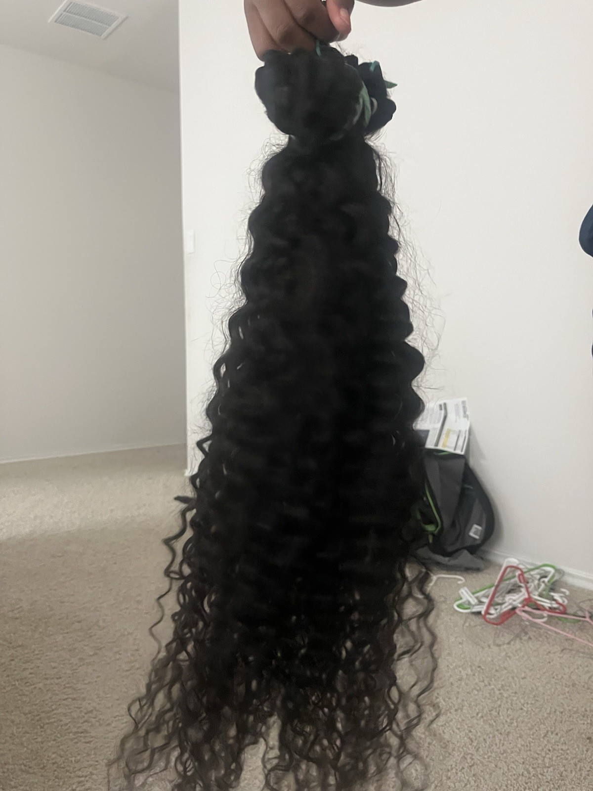 Human Hair Curly Weft Hair one ítem 32 inches Bundle Black for Women 21-30 in