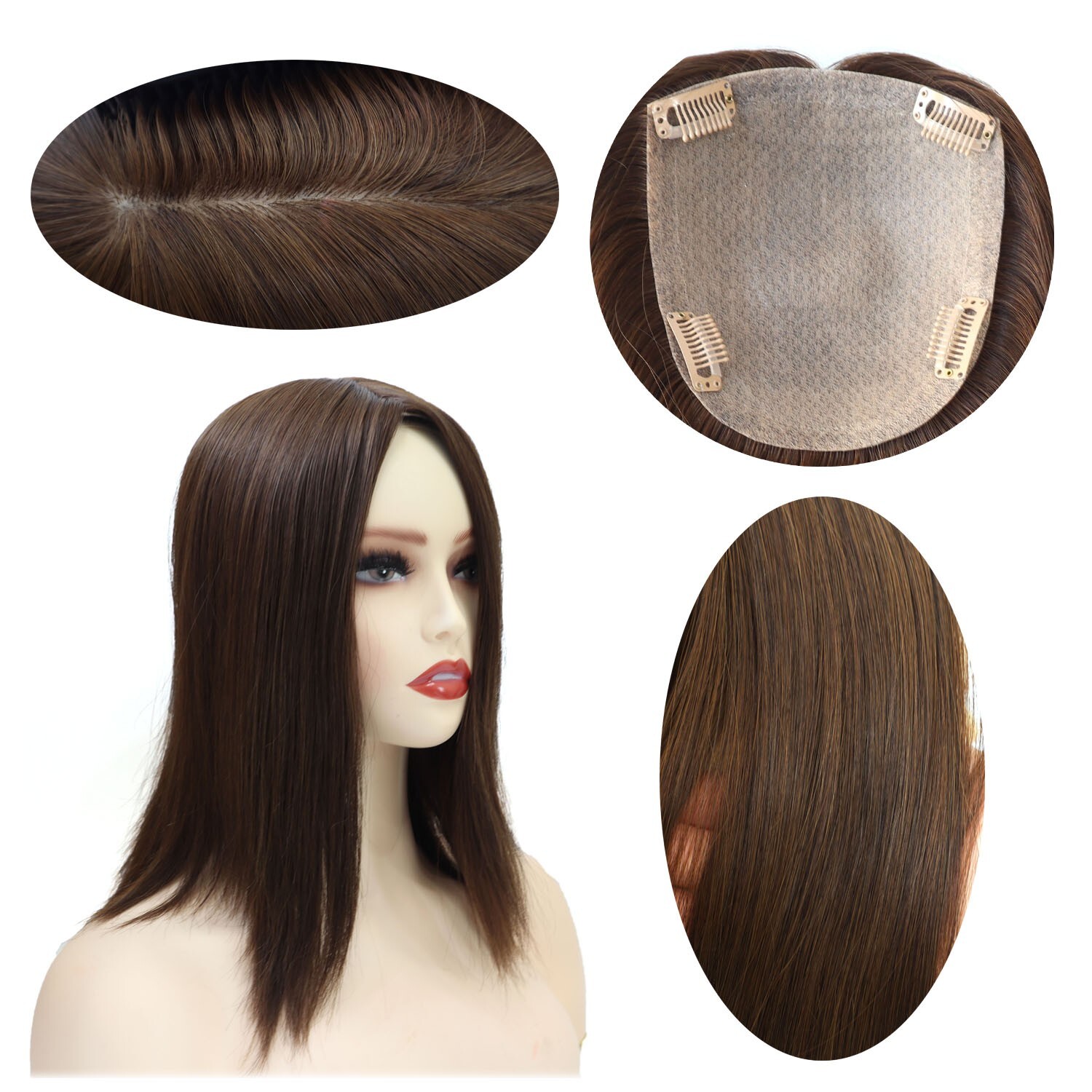 天然女式 Topper 中国 Remy 头发替换 Toupe Systems Top Piece16 英寸-