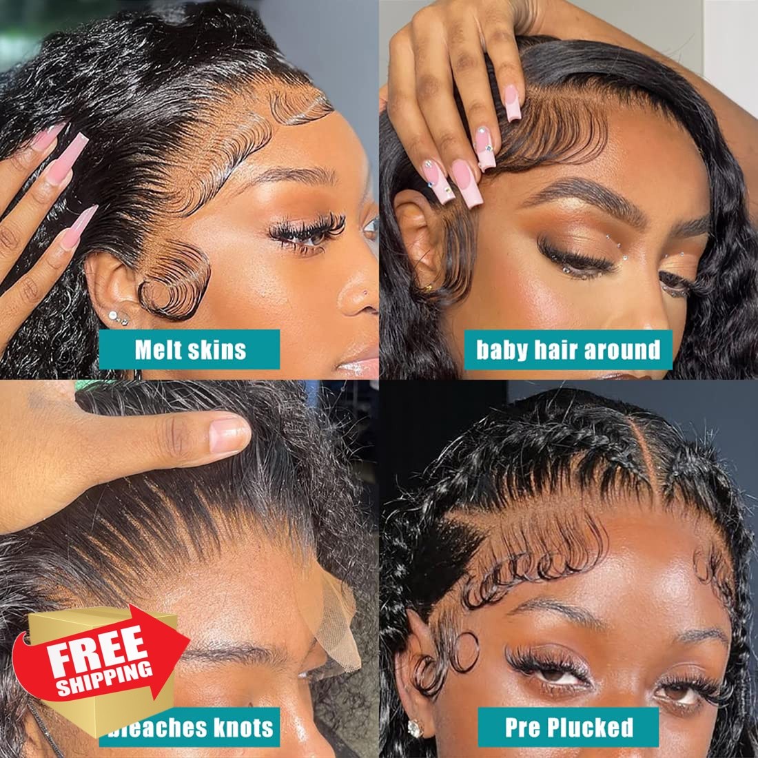 Pinketer Deep Wave Lace Front Wig 28 Inch Natural Color