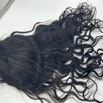 LONG BLACK CURLY WIG 100% HUMAN HAIR 3D EYELASHES WIG CAP – BLACK