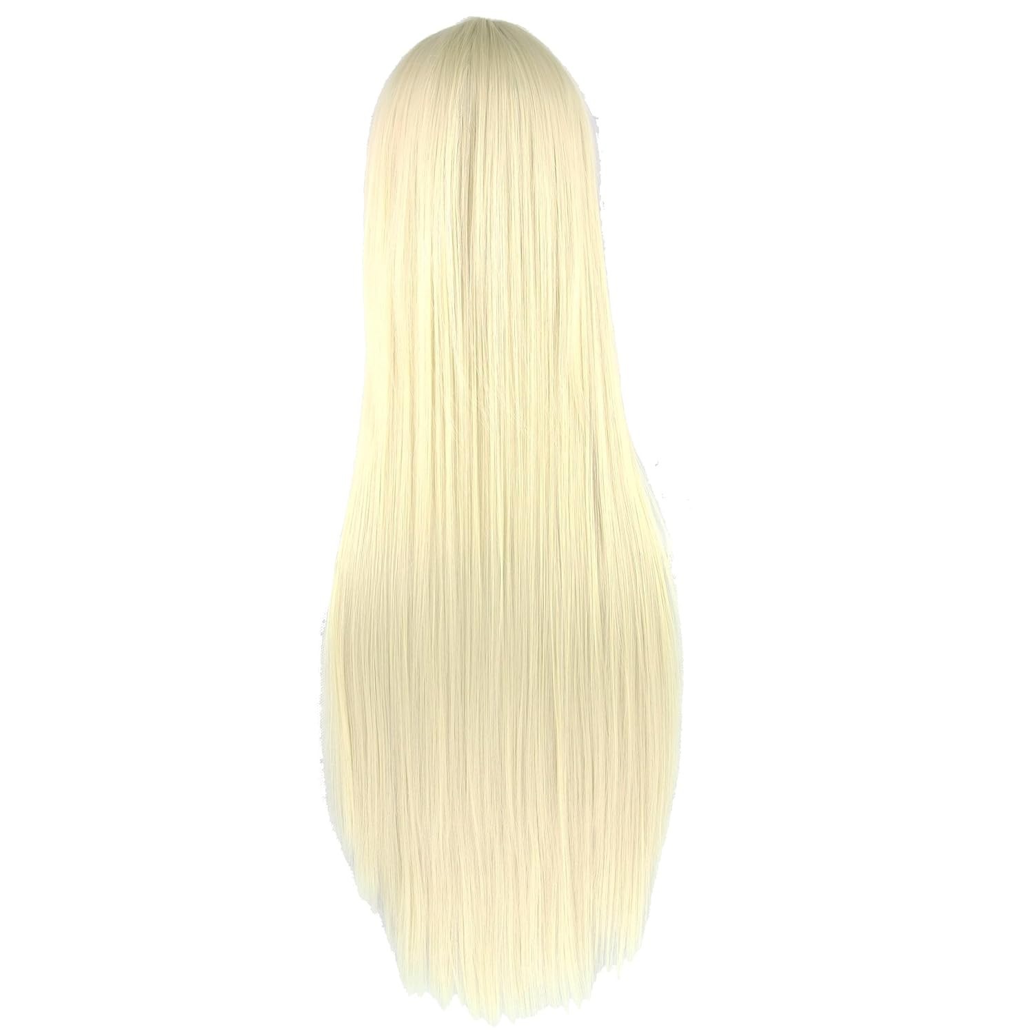 80cm Long Straight Blonde Cosplay Wig with Bangs – Glueless & Heat-Resistant