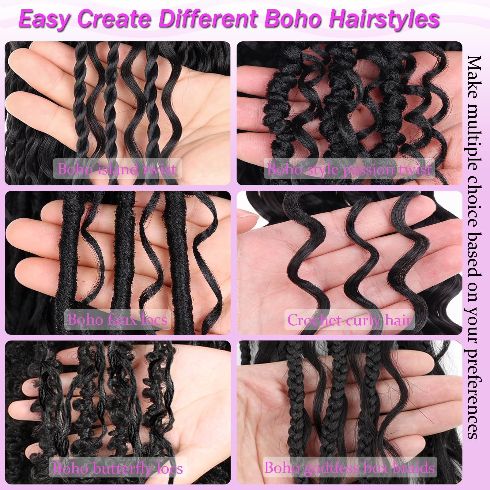 ZRQ Deep Wave Crochet Hair Natural Black 18 Inch 3 18 (Pack of 3), #1B
