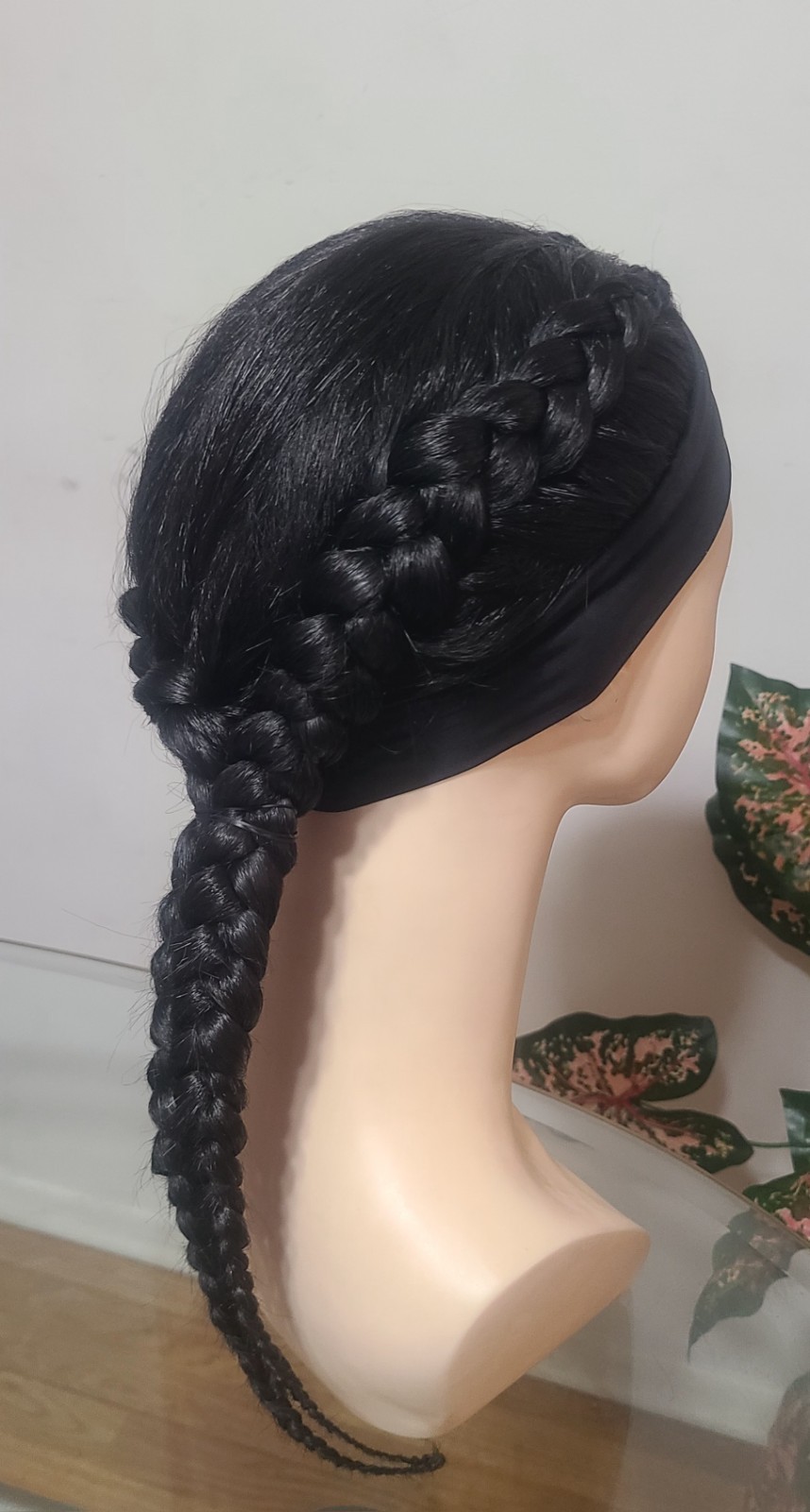 2 Cornrows Black Headband Wig ,18 Inch Yaki Straight,kinky Afro.