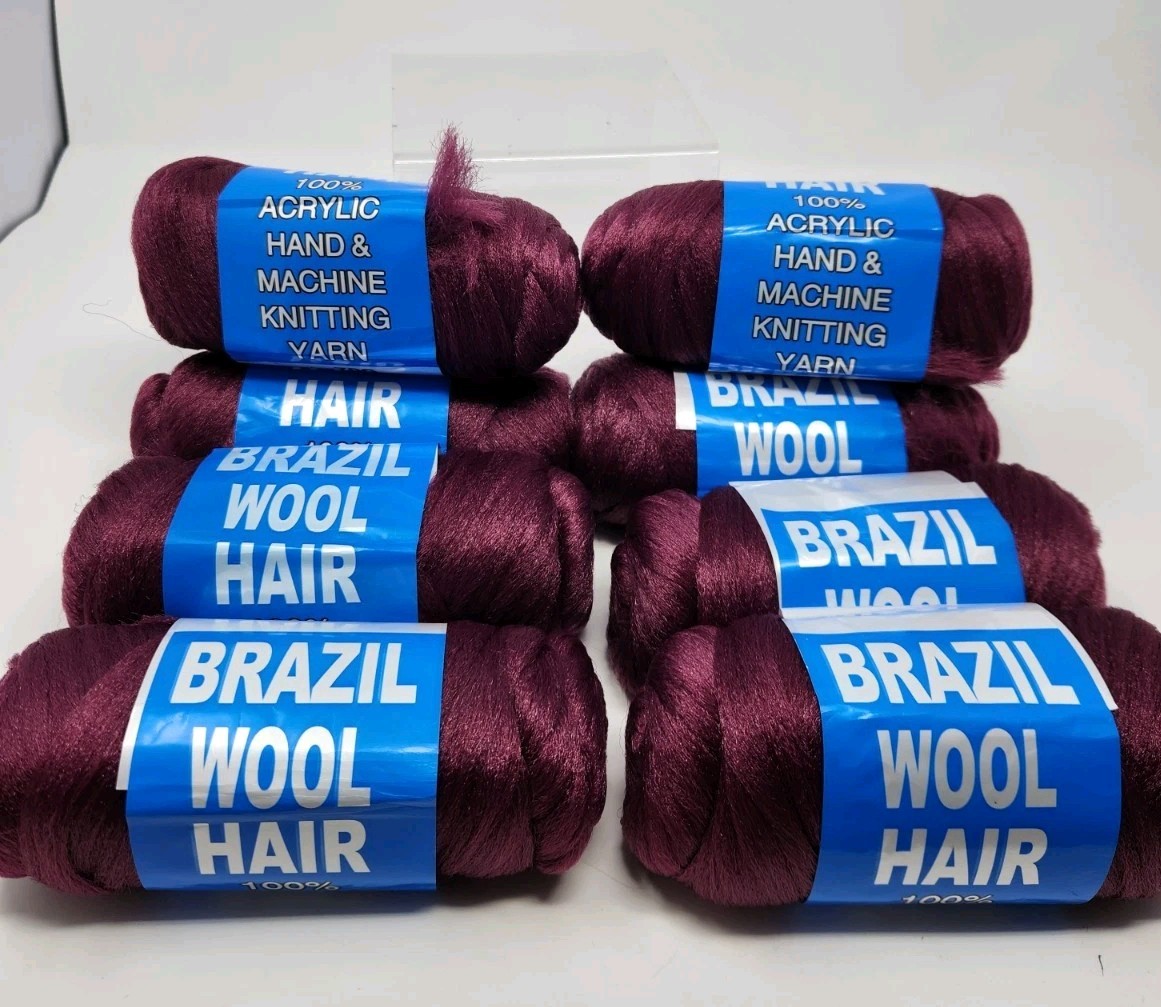 Purple Brazil Brazilian Wool Hair 70G Weight Acrylic hand machine knitting yarn