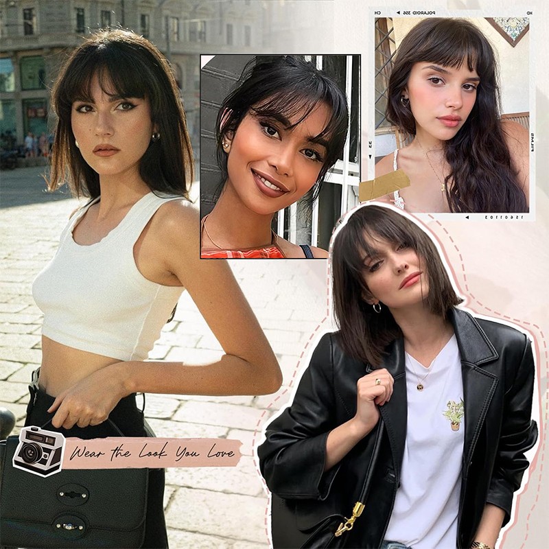 100% Remy Human Hair Bangs Fringe Clip in Air Thin Topper Hairpiece Extensions