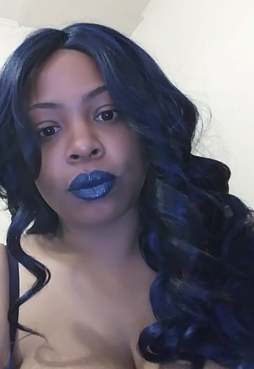 Human Bland Navy Blue And Black Side Part Wig