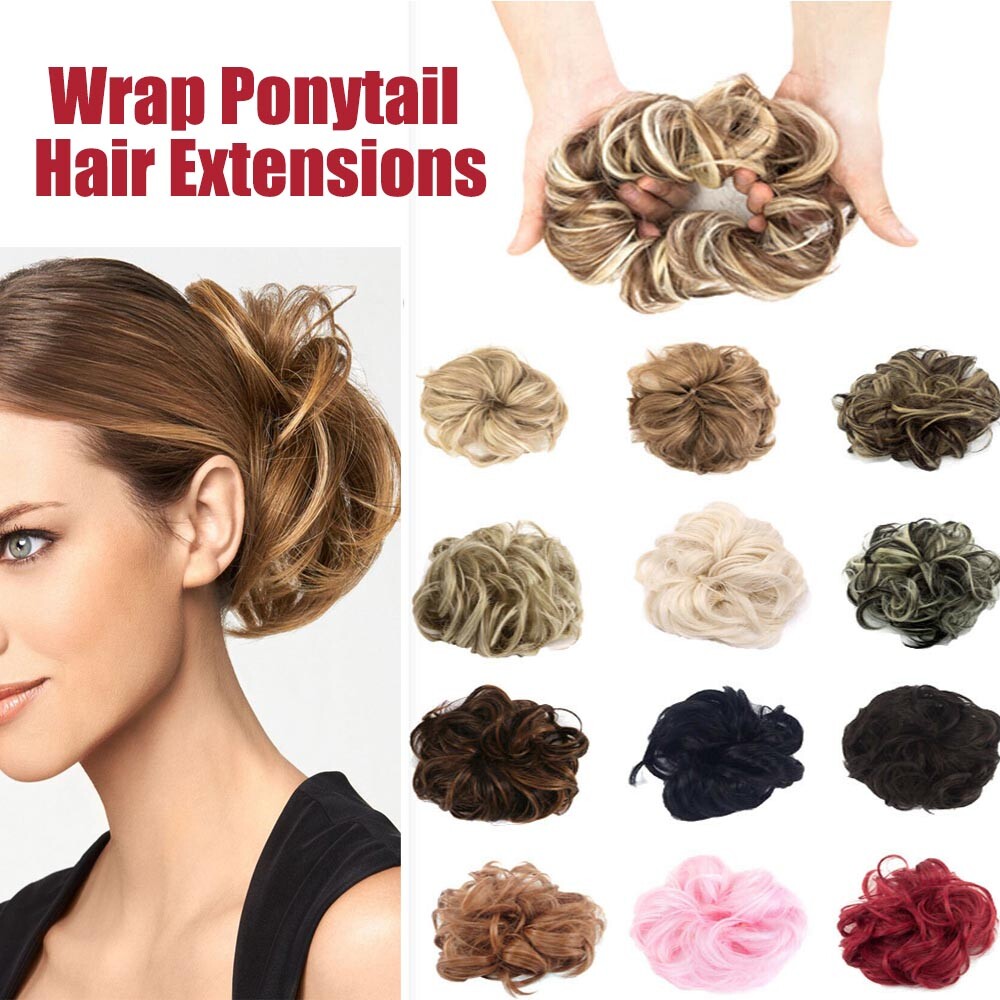 Curly Messy Bun Hairpiece Scrunchie Wrap Ponytail Updo Wrap Hair Extensions USA
