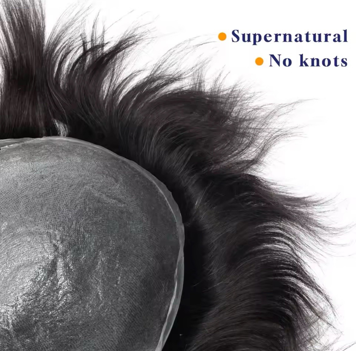 Men’s Human Hair Toupee Hairpiece Transparent Ultra-Thin Skin V-Loop Wavy