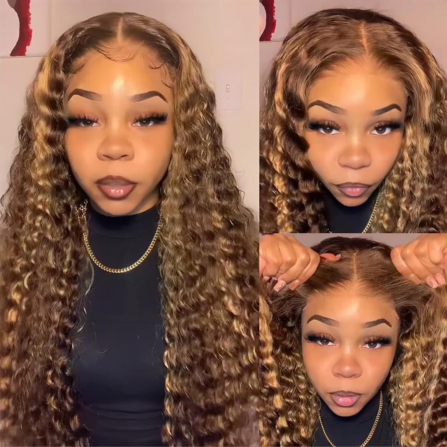 Cambodian Wear Go Highlight Blonde Curly Glueless Pre Cut HD Lace Wig Human Hair