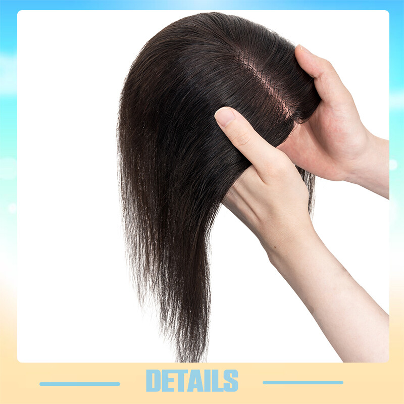 Full Lace Topper Clip in Real Remy Human Hair Toupee 8x10CM Hairpiece Free Part
