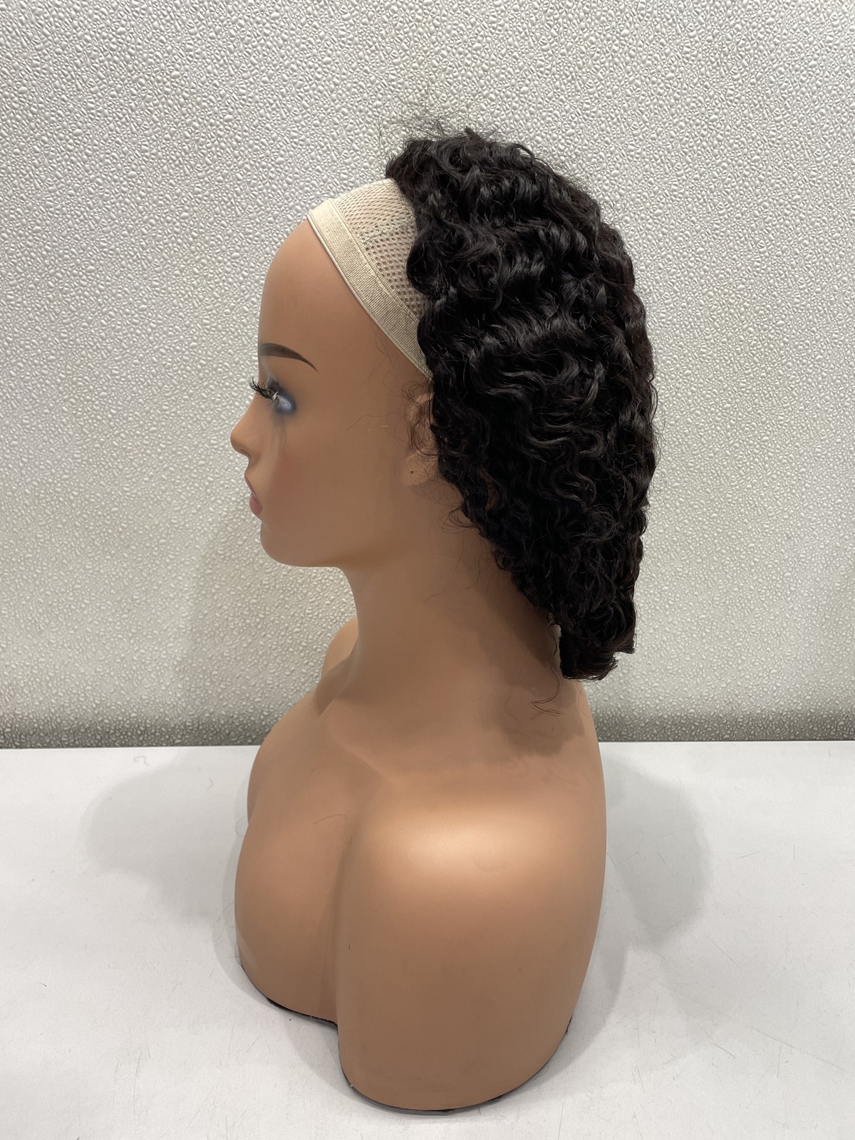 VIP Beauty Burmese Curly Human Hair Beginner Friendly Half Wig, Natural Black