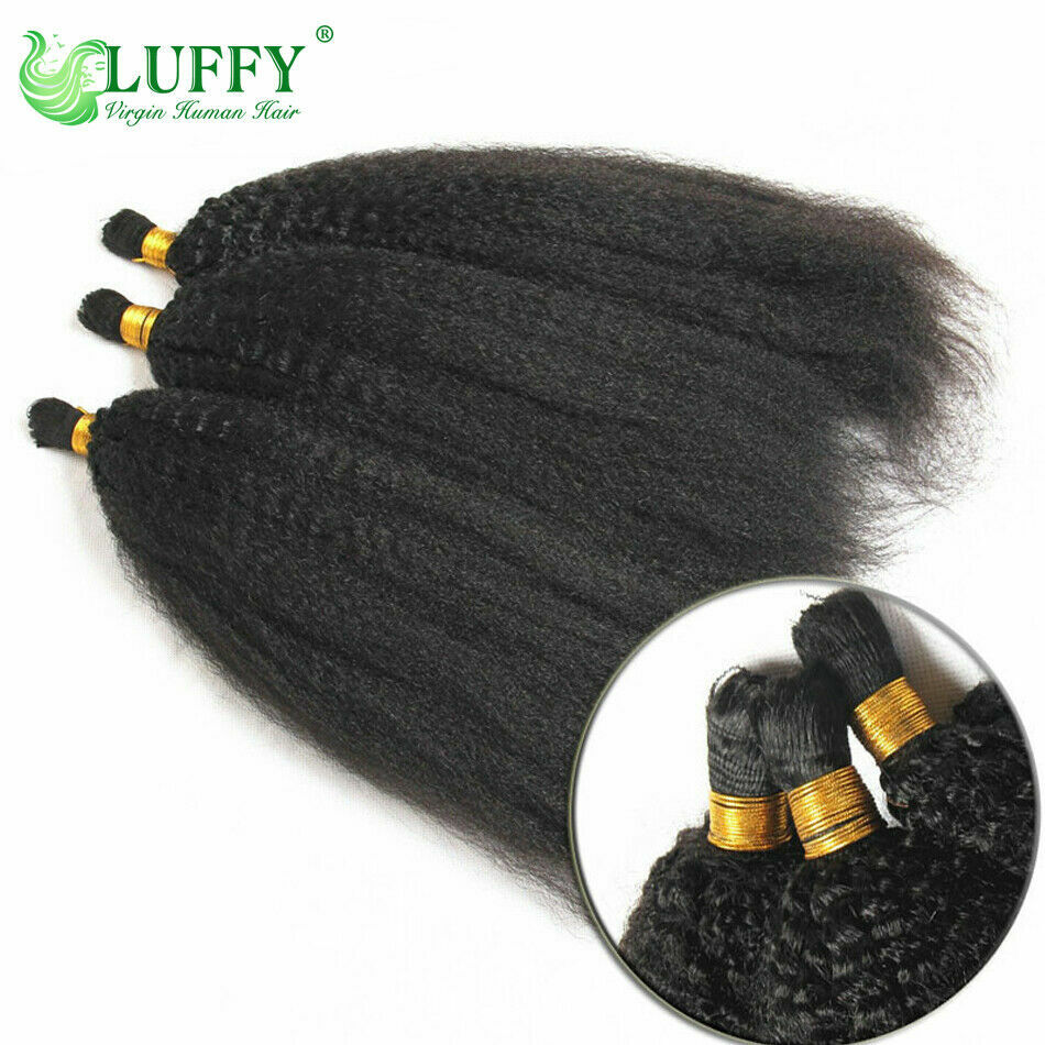 Kinky Straight Human Hair Bulk For Braiding Malaysian Bulk Hair Extension 1Pcs