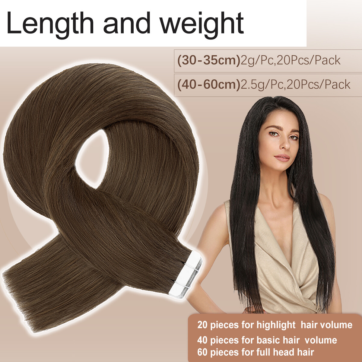Invisible Tape In 100% Real Remy Human Hair Extensions Full Head Skin Weft Ombre