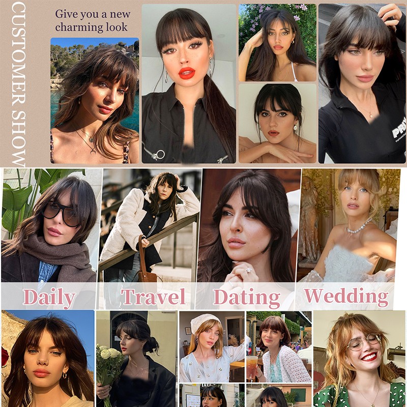 100% Remy Human Hair Bangs Fringe Clip in Air Thin Topper Hairpiece Extensions