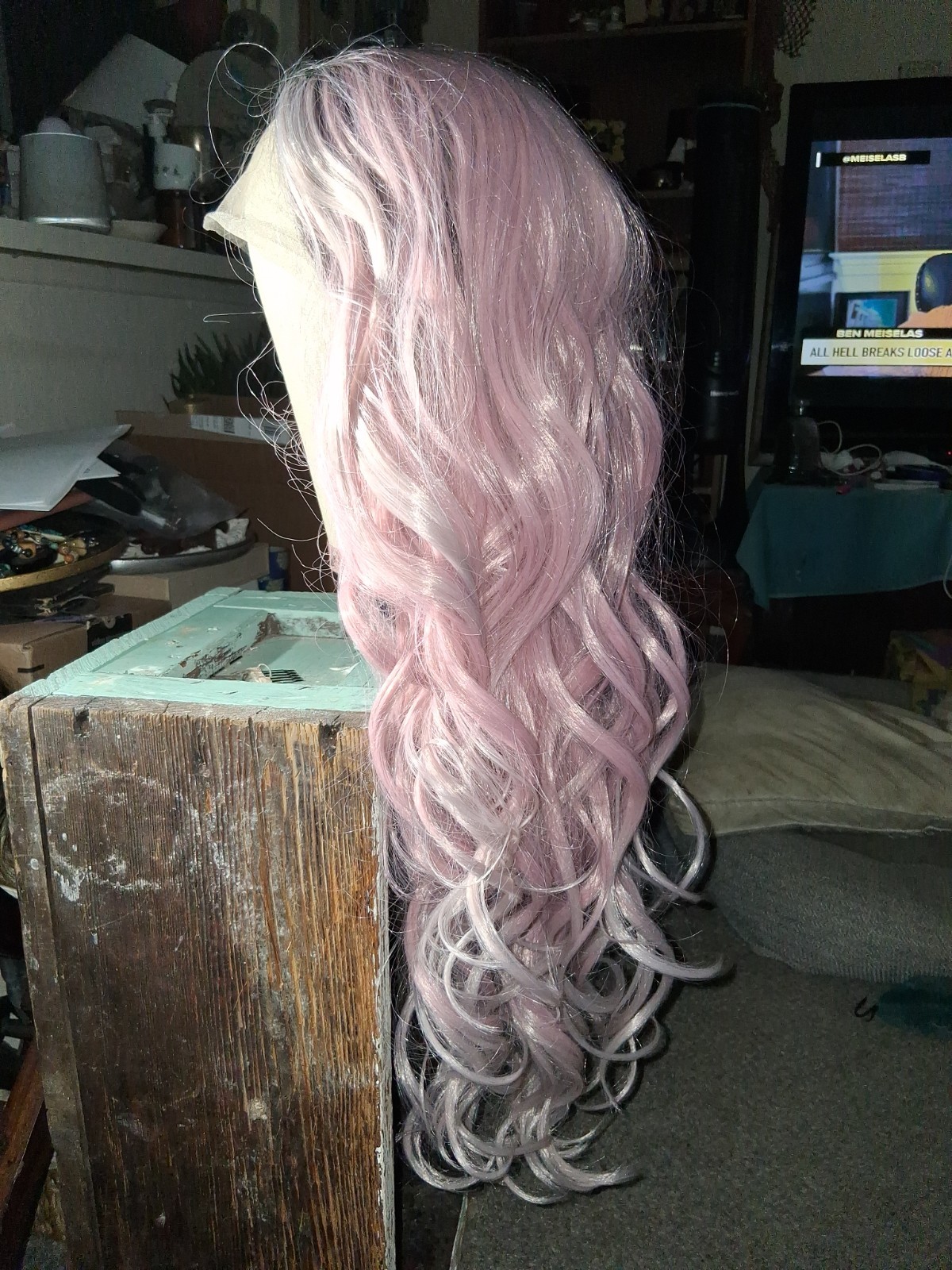 Long Ombre Dusty Rose Gold Wavy Wig 32 13 ” lace Adjustable Wig