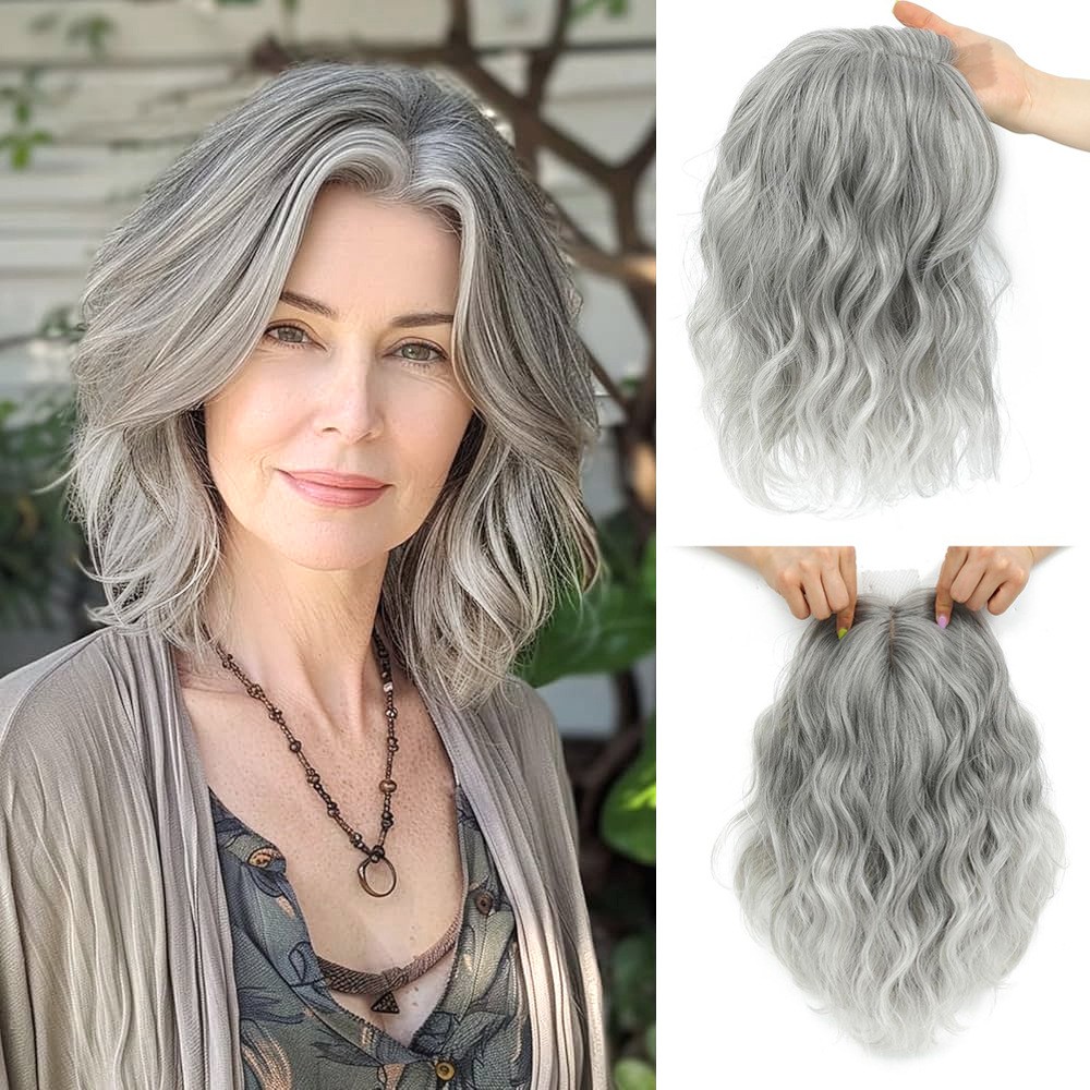 Hair Topper for Women12Inch Curly/Wavy Clip-In Synthetic Hairpiece for Thinning