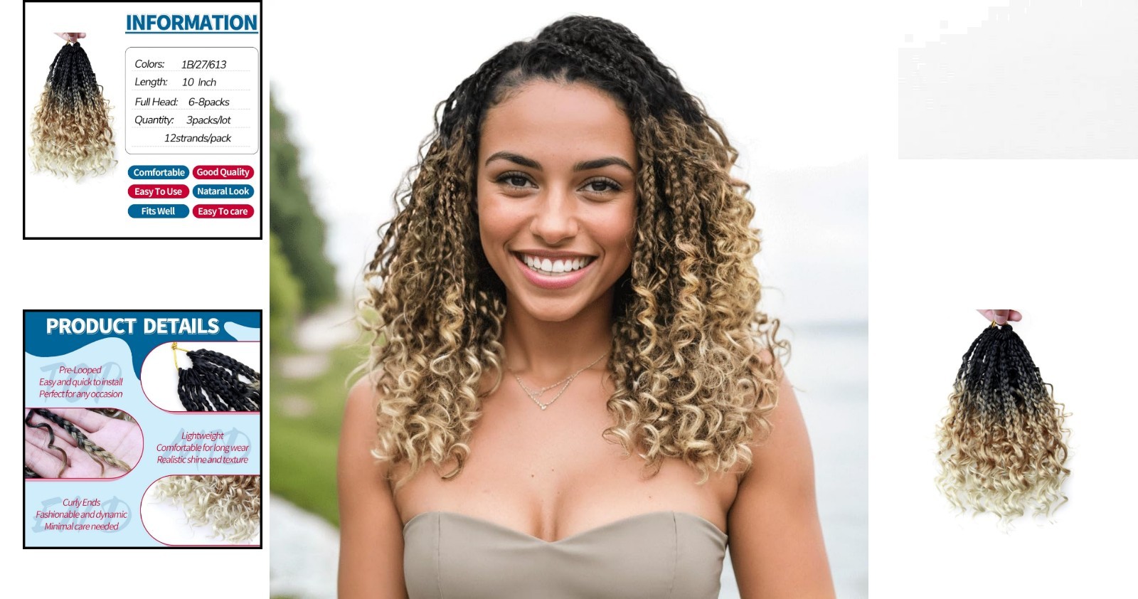 Effortless 10″ Goddess Crochet Hair – 3 Packs Curly Boho Braids for Black Women